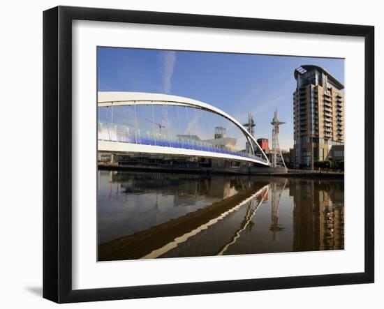 Lowry Bridge over the Manchester Ship Canal, Salford Quays, Greater Manchester, England, UK-Richardson Peter-Framed Photographic Print