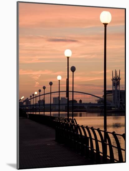 Lowry Footbridge and Canal in the Evening, Salford, Manchester, England, United Kingdom, Europe-Charles Bowman-Mounted Photographic Print