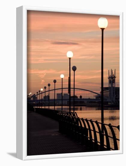 Lowry Footbridge and Canal in the Evening, Salford, Manchester, England, United Kingdom, Europe-Charles Bowman-Framed Photographic Print