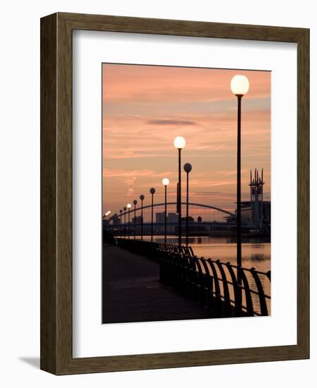 Lowry Footbridge and Canal in the Evening, Salford, Manchester, England, United Kingdom, Europe-Charles Bowman-Framed Photographic Print