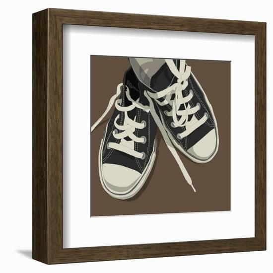 Lowtops (black on brown)-John Golden-Framed Art Print