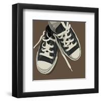 Lowtops (black on brown)-John Golden-Framed Art Print