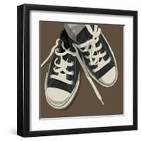 Lowtops (black on brown)-John W^ Golden-Framed Giclee Print