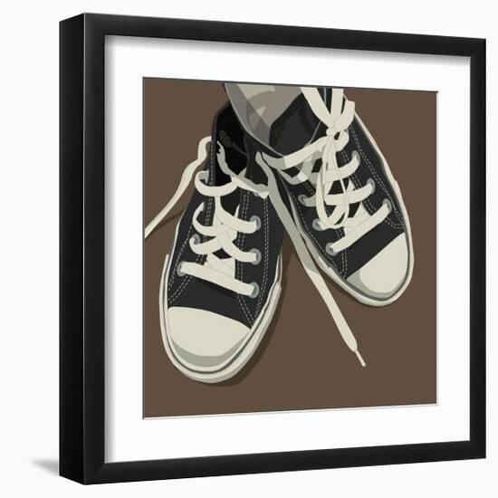 Lowtops (black on brown)-John W^ Golden-Framed Giclee Print