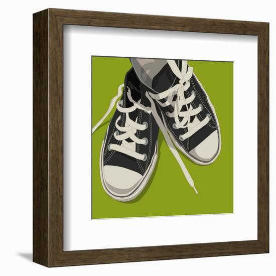 Lowtops (black on green)-John Golden-Framed Art Print