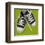 Lowtops (black on green)-John Golden-Framed Art Print