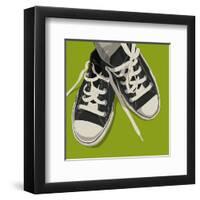 Lowtops (black on green)-John W^ Golden-Framed Art Print