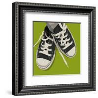 Lowtops (black on green)-John W^ Golden-Framed Art Print