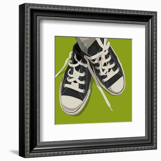 Lowtops (black on green)-John W^ Golden-Framed Art Print