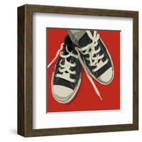 Lowtops (black on red)-John Golden-Framed Art Print