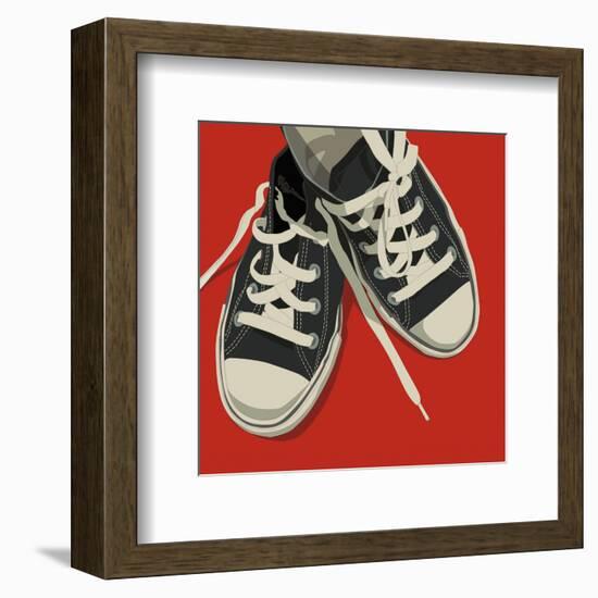 Lowtops (black on red)-John Golden-Framed Art Print