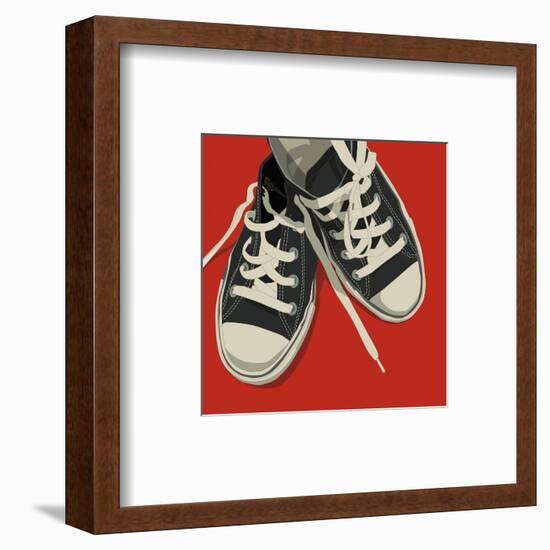 Lowtops (black on red)-John Golden-Framed Art Print