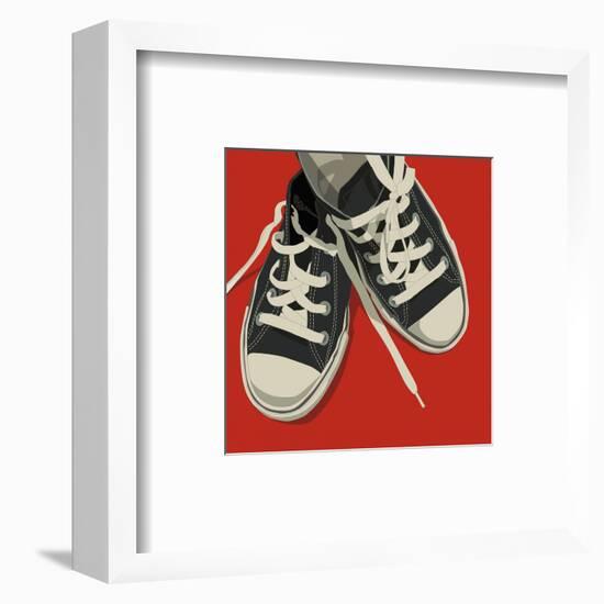 Lowtops (black on red)-John Golden-Framed Art Print