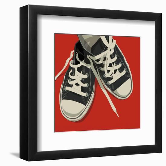 Lowtops (black on red)-John Golden-Framed Art Print