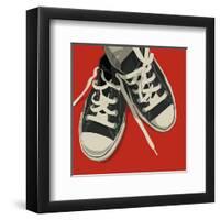 Lowtops (black on red)-John Golden-Framed Art Print