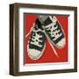 Lowtops (black on red)-John W^ Golden-Framed Giclee Print