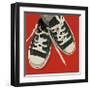 Lowtops (black on red)-John W^ Golden-Framed Giclee Print