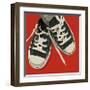 Lowtops (black on red)-John W^ Golden-Framed Giclee Print