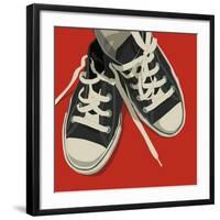 Lowtops (black on red)-John W^ Golden-Framed Giclee Print