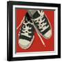 Lowtops (black on red)-John W^ Golden-Framed Giclee Print