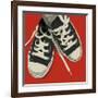 Lowtops (black on red)-John W^ Golden-Framed Giclee Print