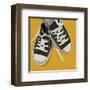 Lowtops (black on yellow)-John Golden-Framed Art Print