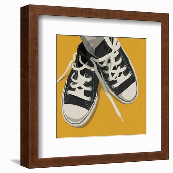 Lowtops (black on yellow)-John Golden-Framed Art Print