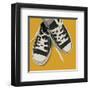 Lowtops (black on yellow)-John Golden-Framed Art Print