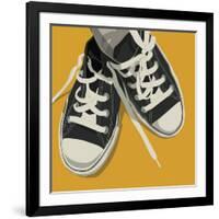 Lowtops (black on yellow)-John W^ Golden-Framed Art Print