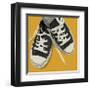 Lowtops (black on yellow)-John W^ Golden-Framed Giclee Print