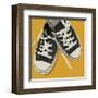 Lowtops (black on yellow)-John W^ Golden-Framed Giclee Print