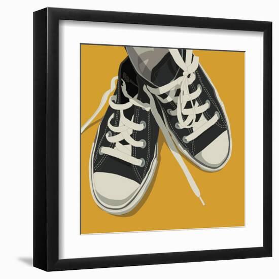 Lowtops (black on yellow)-John W^ Golden-Framed Giclee Print