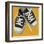 Lowtops (black on yellow)-John W^ Golden-Framed Giclee Print