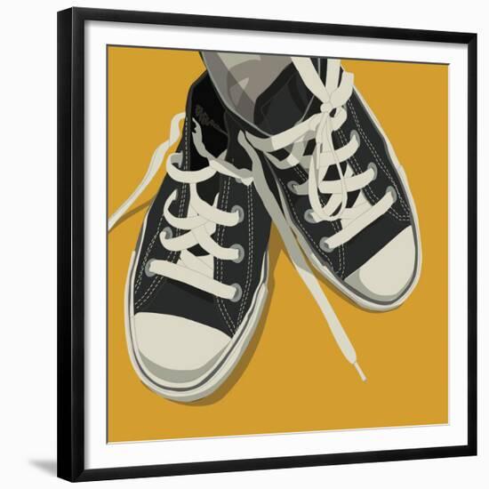 Lowtops (black on yellow)-John W^ Golden-Framed Giclee Print