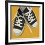 Lowtops (black on yellow)-John W^ Golden-Framed Giclee Print