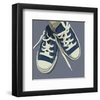 Lowtops (blue on gray)-John Golden-Framed Art Print