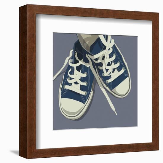 Lowtops (blue on gray)-John Golden-Framed Art Print