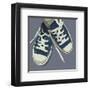 Lowtops (blue on gray)-John Golden-Framed Art Print