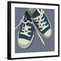 Lowtops (blue on gray)-John W^ Golden-Framed Art Print