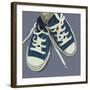 Lowtops (blue on gray)-John W^ Golden-Framed Art Print