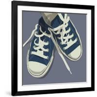 Lowtops (blue on gray)-John W^ Golden-Framed Art Print