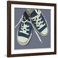 Lowtops (blue on gray)-John W^ Golden-Framed Giclee Print