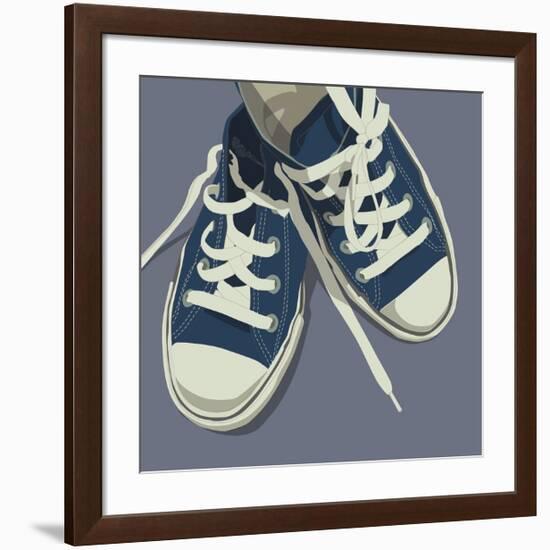 Lowtops (blue on gray)-John W^ Golden-Framed Giclee Print