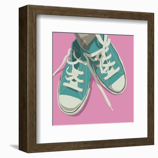 Lowtops (blue on pink)-John Golden-Framed Art Print