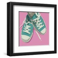 Lowtops (blue on pink)-John Golden-Framed Art Print