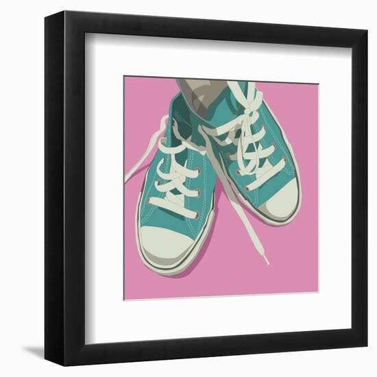 Lowtops (blue on pink)-John Golden-Framed Art Print