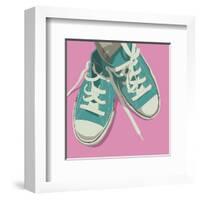 Lowtops (blue on pink)-John Golden-Framed Art Print