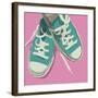 Lowtops (blue on pink)-John W^ Golden-Framed Art Print