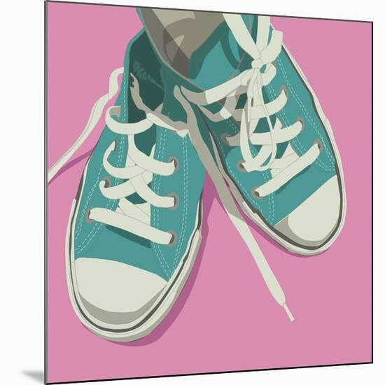 Lowtops (blue on pink)-John W^ Golden-Mounted Giclee Print