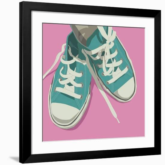 Lowtops (blue on pink)-John W^ Golden-Framed Giclee Print